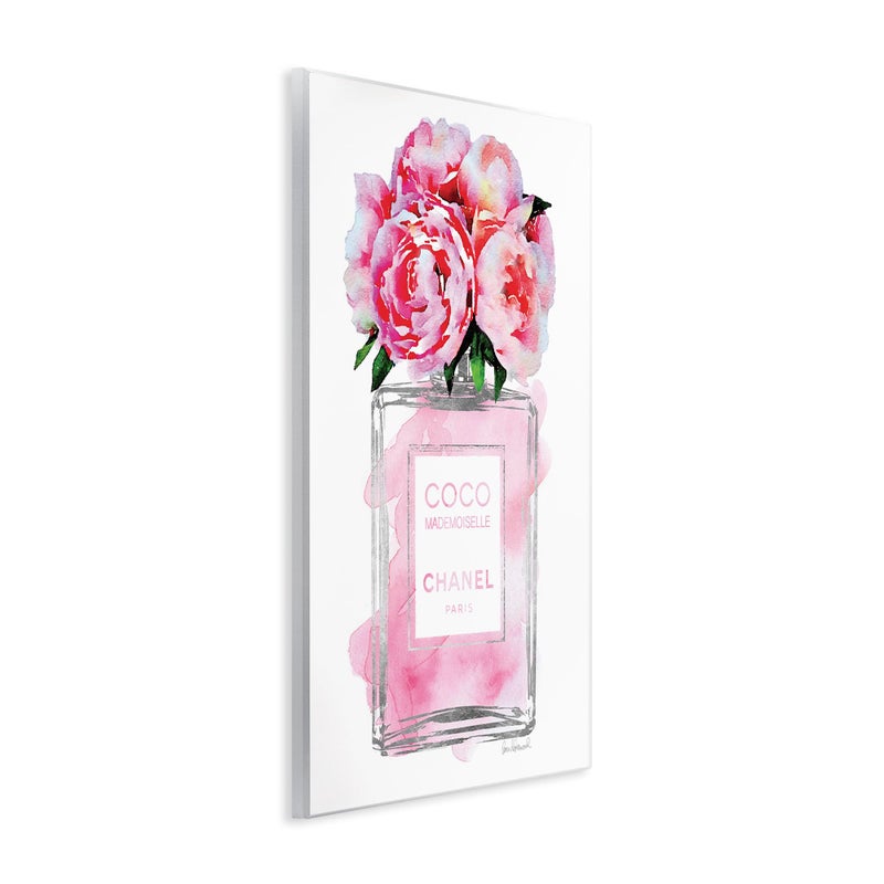 Stupell Industries Glam Perfume Bottle V2 Flower Silver Pink Peony Oversized Wall Plaque Art, Proudly Made in USA, 13 x 19 - Image 3